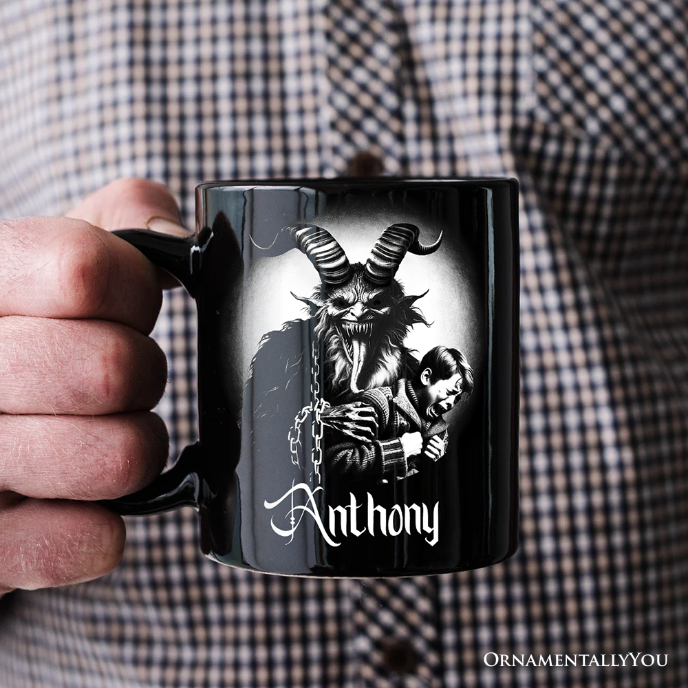 Krampus Spooky Portrait Personalized Mug Horror Villain Theme Halloween Gift with Custom Name