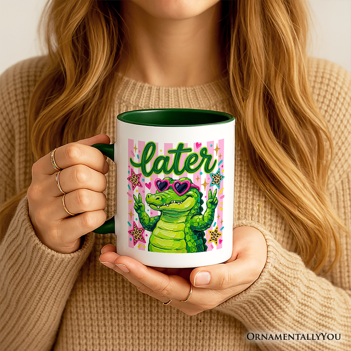 Later Alligator Funny Mug, Coquette Gator Animal Gift