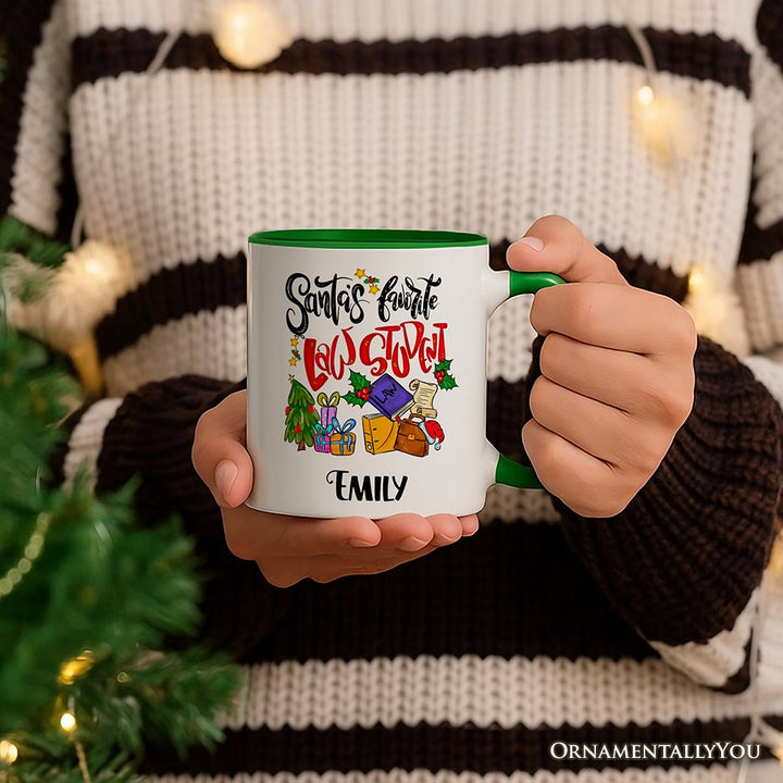 Santa's Favorite Law Student Personalized Mug, Future Lawyer Gift with Custom Name Personalized Ceramic Mug OrnamentallyYou 