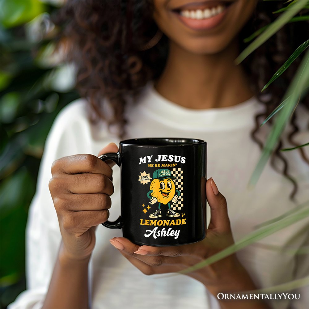 Life Gave Me Lemons Jesus Lemonade Personalized Mug, Funny Christian Faith Retro Gift with Custom Name Personalized Ceramic Mug OrnamentallyYou 