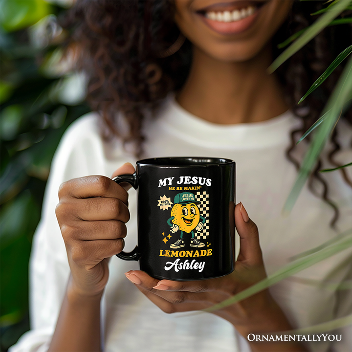 Life Gave Me Lemons Jesus Lemonade Personalized Mug, Funny Christian Faith Retro Gift with Custom Name