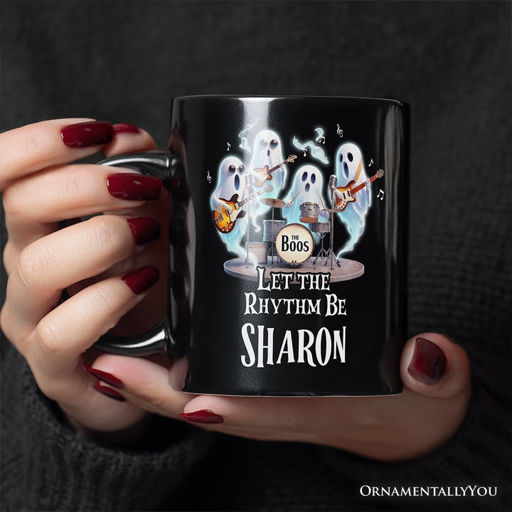 Let the Rhythm Be Ghost Band Personalized Mug, Whimsical Rock Music Gift with Custom Name Personalized Ceramic Mug OrnamentallyYou 