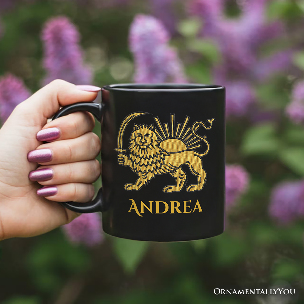 Iran Lion and Sun Emblem Personalized Mug, Protest Persian Heritage Pride Gift with Custom Name