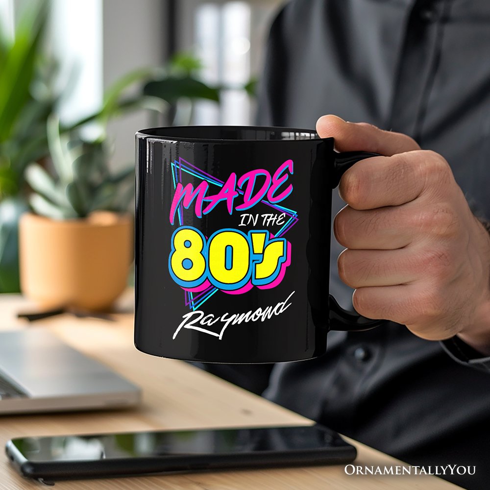 Made In The 80s Personalized Mug, Neon Retro Eighties Kid Gift with Custom Name Personalized Ceramic Mug OrnamentallyYou 