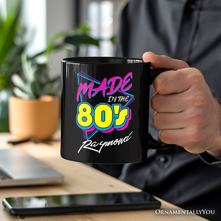 Made In The 80s Personalized Mug, Neon Retro Eighties Kid Gift with Custom Name Personalized Ceramic Mug OrnamentallyYou 