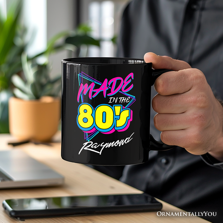 Made In The 80s Personalized Mug, Neon Retro Eighties Kid Gift with Custom Name