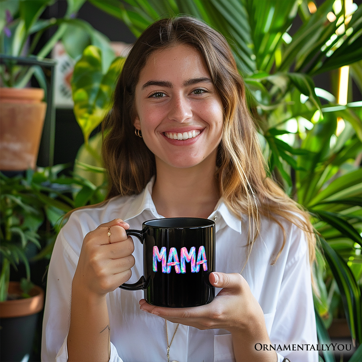 Mama Brushstroke Mug, Printed Faux Oil Paint Colorful Trendy Mom Gift