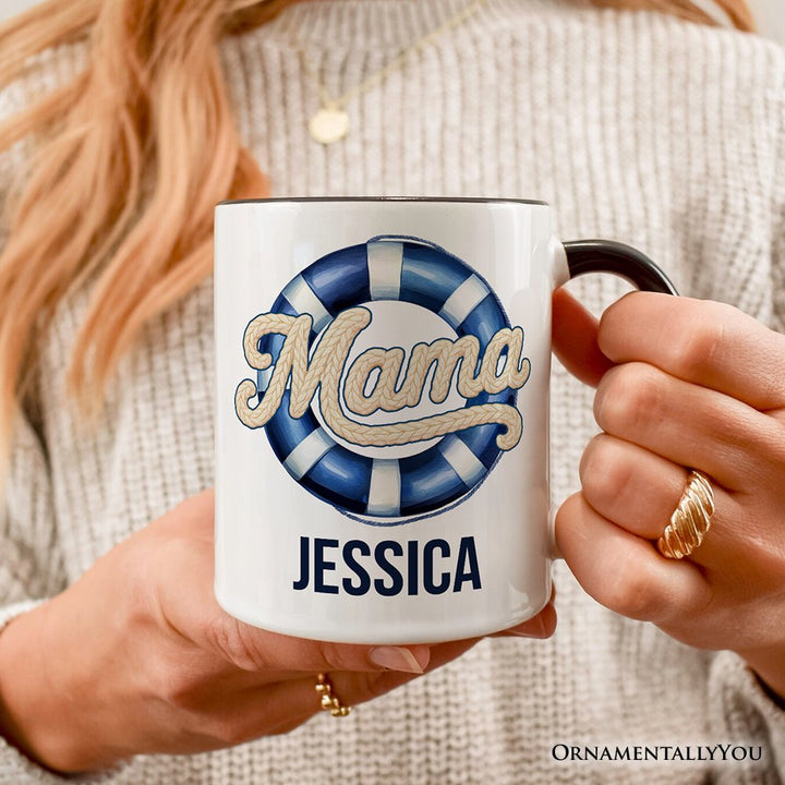 Mama Cruise Personalized Mug, Printed Faux Yarn Vacation Gift with Custom Name Personalized Ceramic Mug OrnamentallyYou 