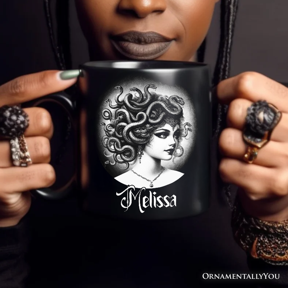 Medusa Spooky Portrait Personalized Mug Horror Villain Theme Halloween Gift with Custom Name