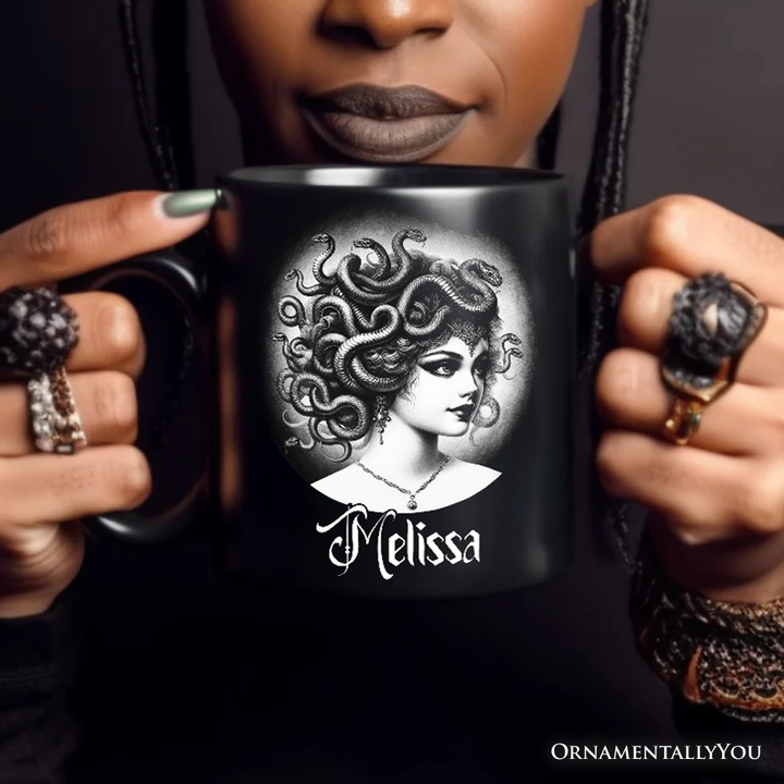 Medusa Spooky Portrait Personalized Mug Horror Villain Theme Halloween Gift with Custom Name