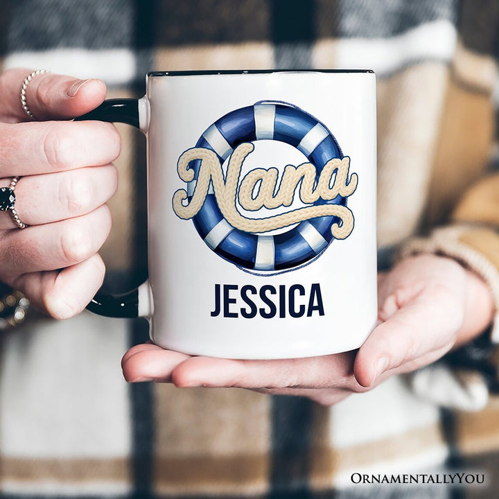 Nana Cruise Personalized Mug, Printed Faux Yarn Vacation Gift with Custom Name Personalized Ceramic Mug OrnamentallyYou 