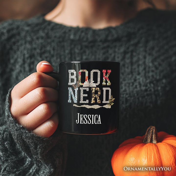 Book Nerd Collage Retro Personalized Mug, Bookish Booktok Librarian Gift with Custom Name Personalized Ceramic Mug OrnamentallyYou 