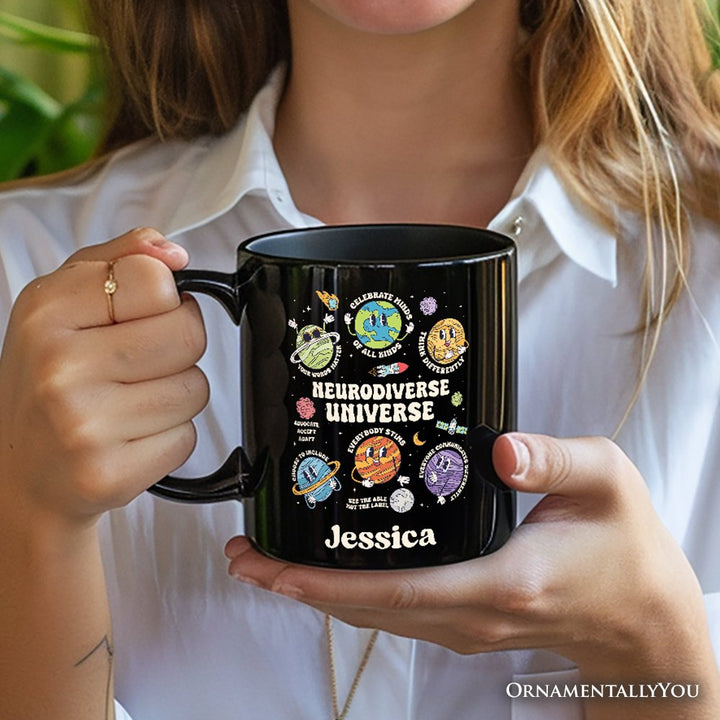Neurodiverse Universe Autism Space Personalized Mug, Colorful Autism Awareness Education Gift with Custom Name Personalized Ceramic Mug OrnamentallyYou 