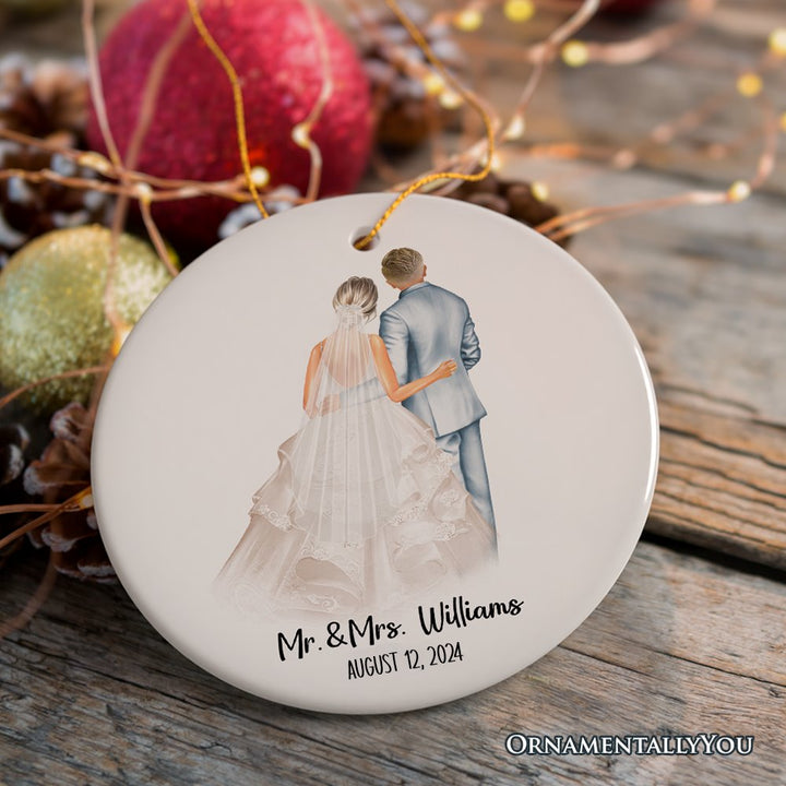 Bride and Groom Wedding Married Couple Gift Ornament Personalized Ceramic Ornament OrnamentallyYou 