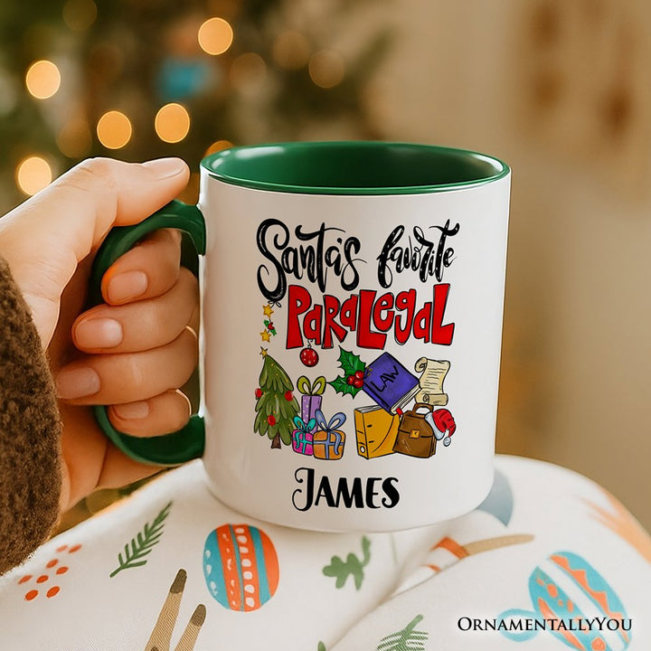 Santa's Favorite Paralegal Personalized Mug, Legal Support Appreciation Christmas Gift with Custom Name Personalized Ceramic Mug OrnamentallyYou 