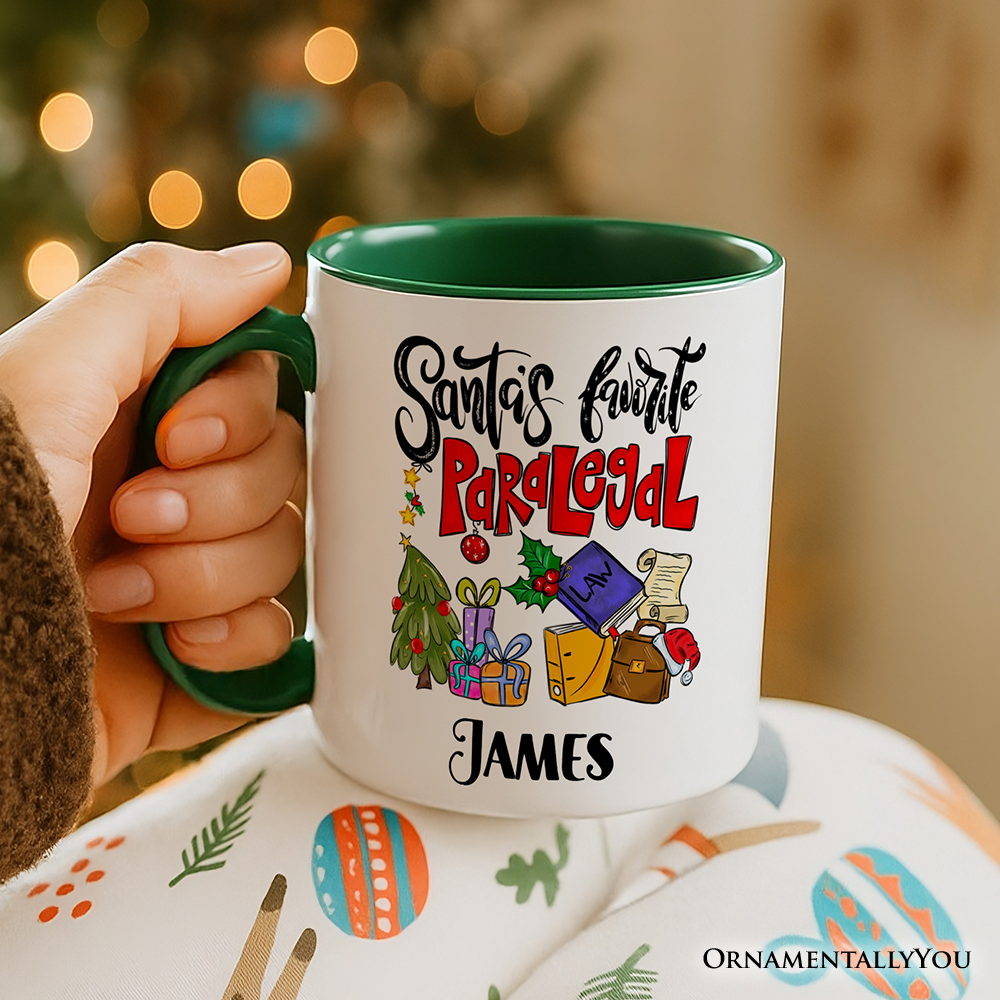 Santa's Favorite Paralegal Personalized Mug, Legal Support Appreciation Christmas Gift with Custom Name