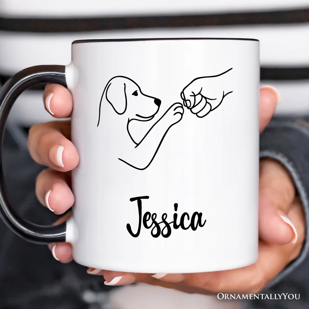 Paw Friends Minimalist Line Art Dog Personalized Mug, Cute Dog Parents Gift with Custom Name Personalized Ceramic Mug OrnamentallyYou 