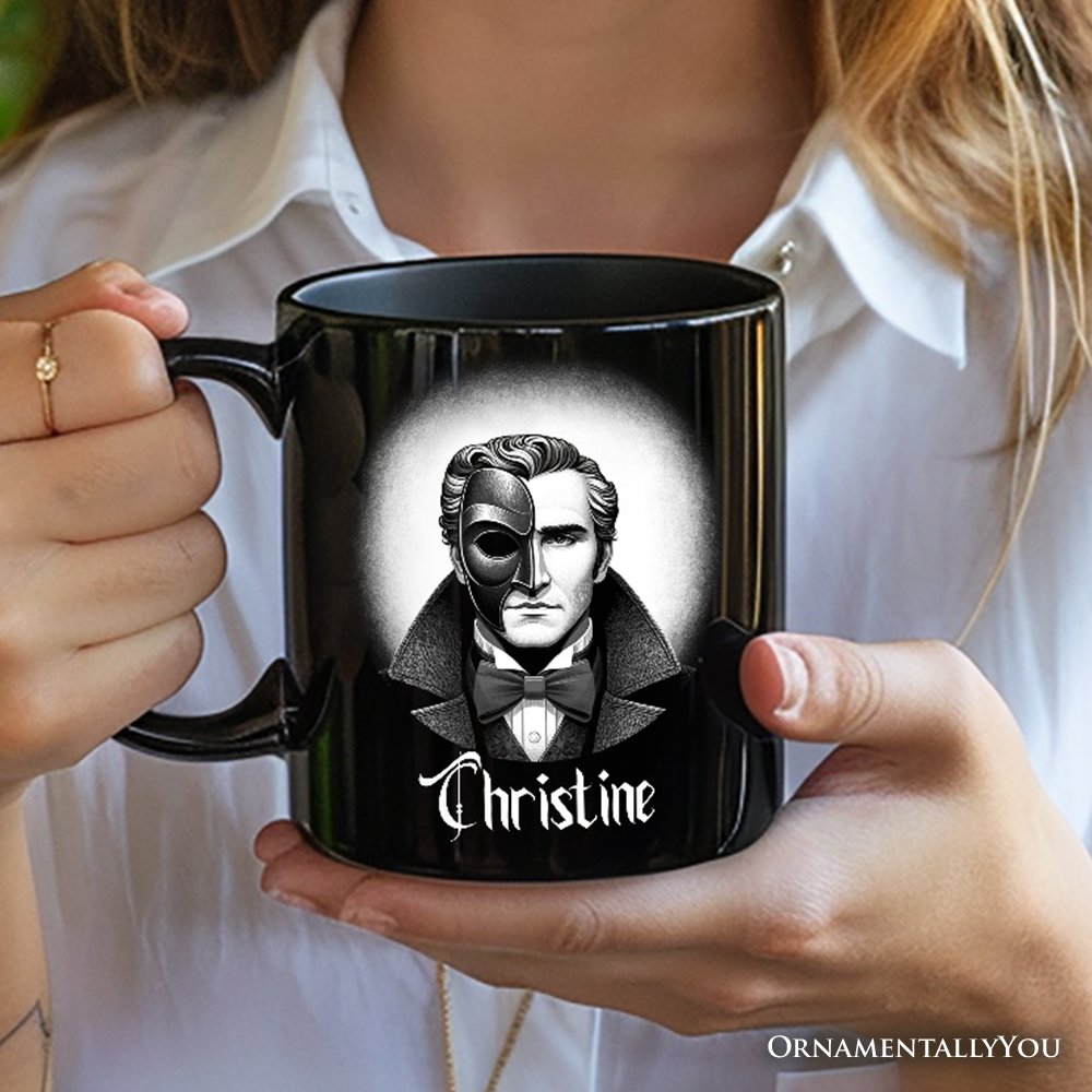 Phantom Opera Spooky Portrait Personalized Mug Horror Villain Theme Halloween Gift with Custom Name Personalized Ceramic Mug OrnamentallyYou 