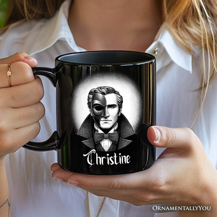 Phantom Opera Spooky Portrait Personalized Mug Horror Villain Theme Halloween Gift with Custom Name Personalized Ceramic Mug OrnamentallyYou 