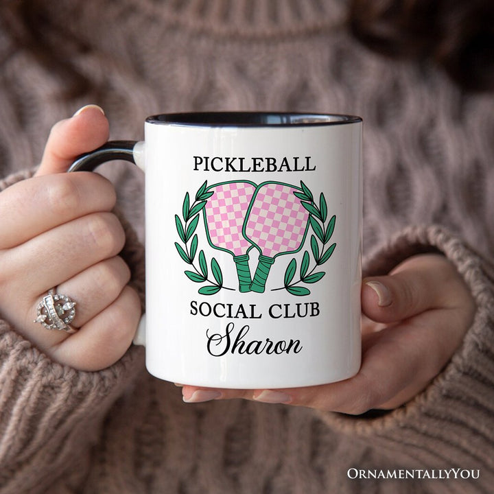 Pickleball Social Club Personalized Mug, Cute Retro Girly Sporty Gift with Custom Name Personalized Ceramic Mug OrnamentallyYou 