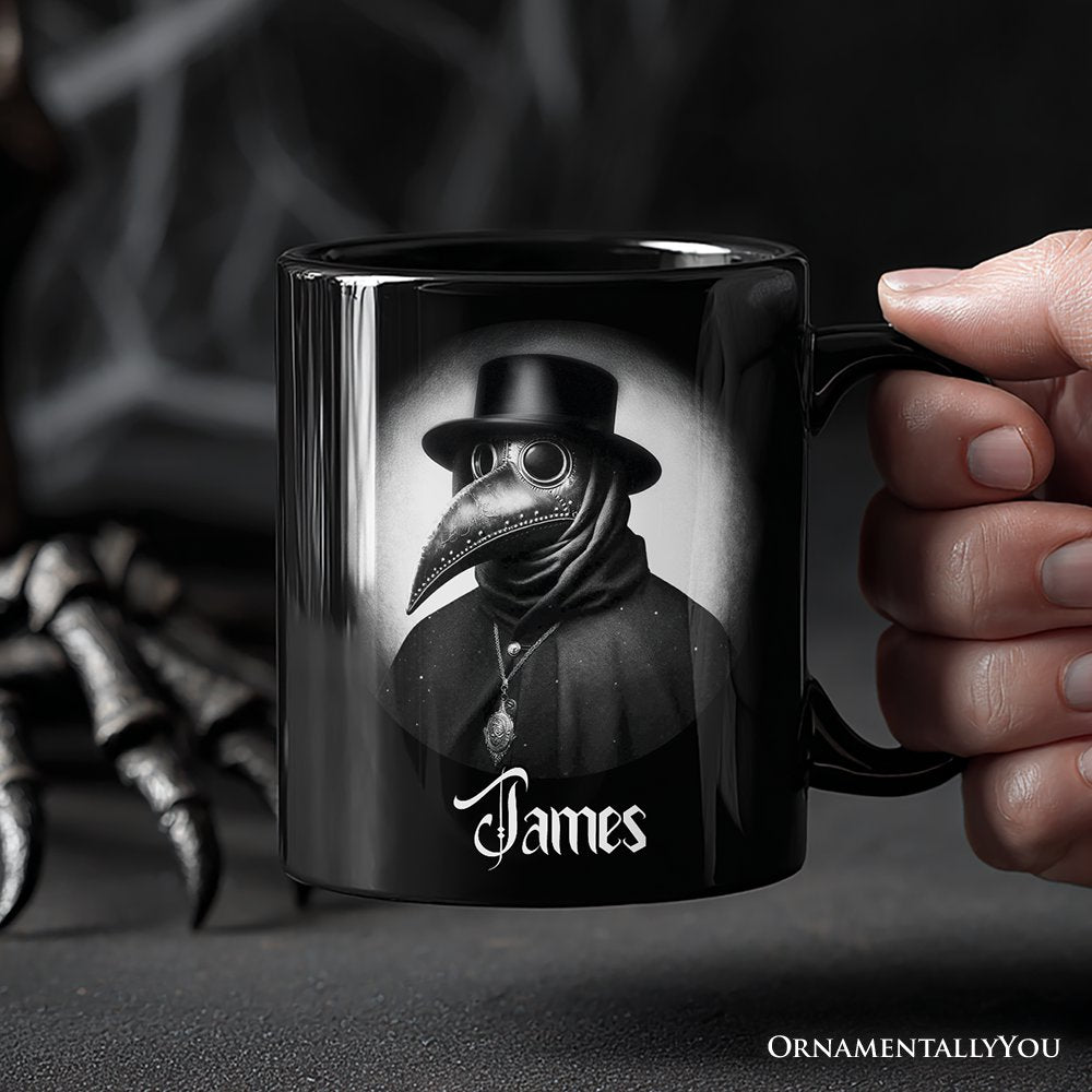 Plague Doctor Spooky Portrait Personalized Mug Horror Villain Theme Halloween Gift with Custom Name Personalized Ceramic Mug OrnamentallyYou 