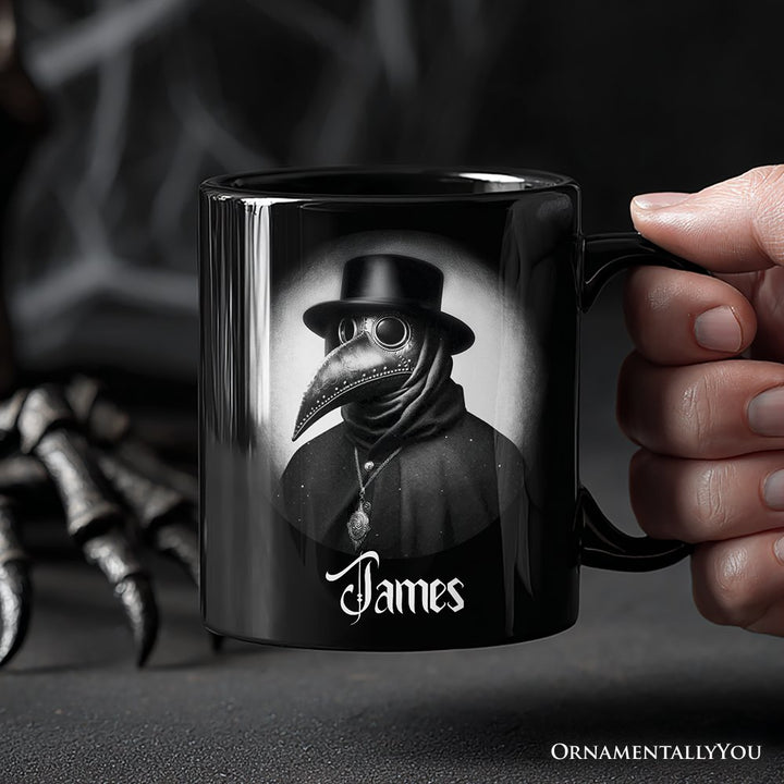 Plague Doctor Spooky Portrait Personalized Mug Horror Villain Theme Halloween Gift with Custom Name Personalized Ceramic Mug OrnamentallyYou 