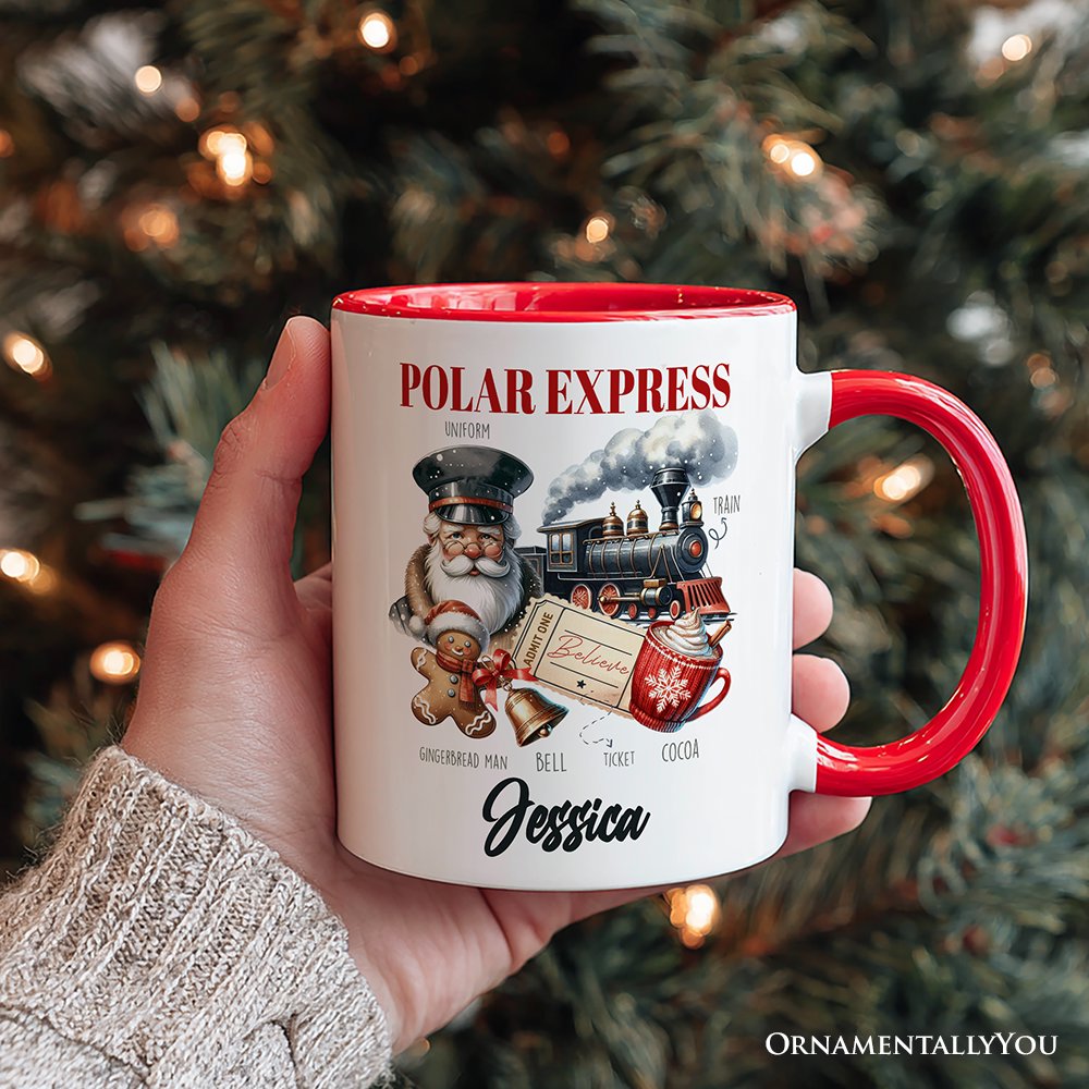 Polar Express Christmas Personalized Mug, Vintage Holiday Santa Gift with Custom Name Personalized Ceramic Mug OrnamentallyYou 