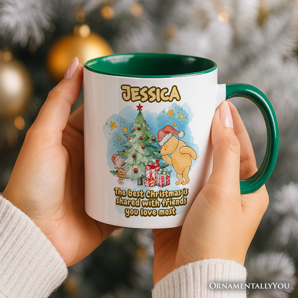 Best Christmas with Pooh Bear's Personalized Mug, Heartwarming Holiday Gift with Custom Name