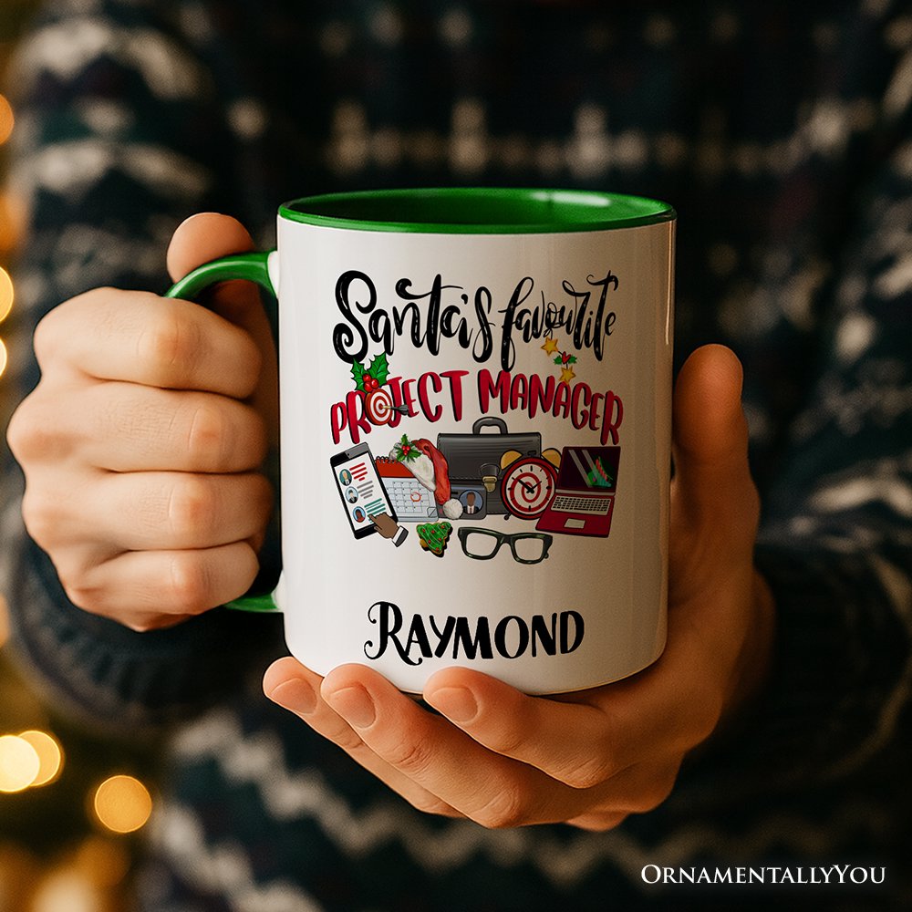 Santa’s Favorite Project Manager Personalized Mug, Business Team Coordinator Gift with Custom Name Personalized Ceramic Mug OrnamentallyYou 