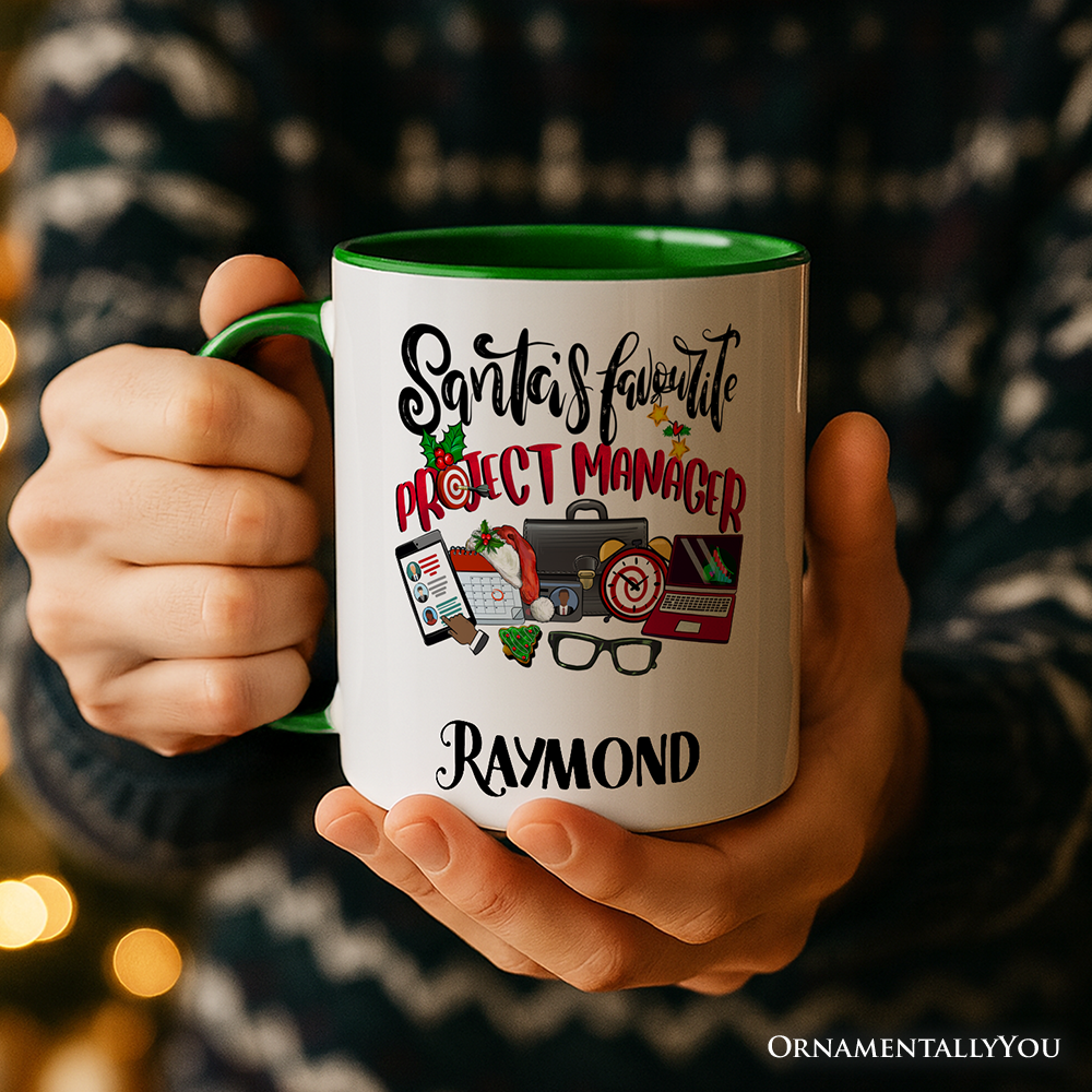 Santa’s Favorite Project Manager Personalized Mug, Business Team Coordinator Gift with Custom Name