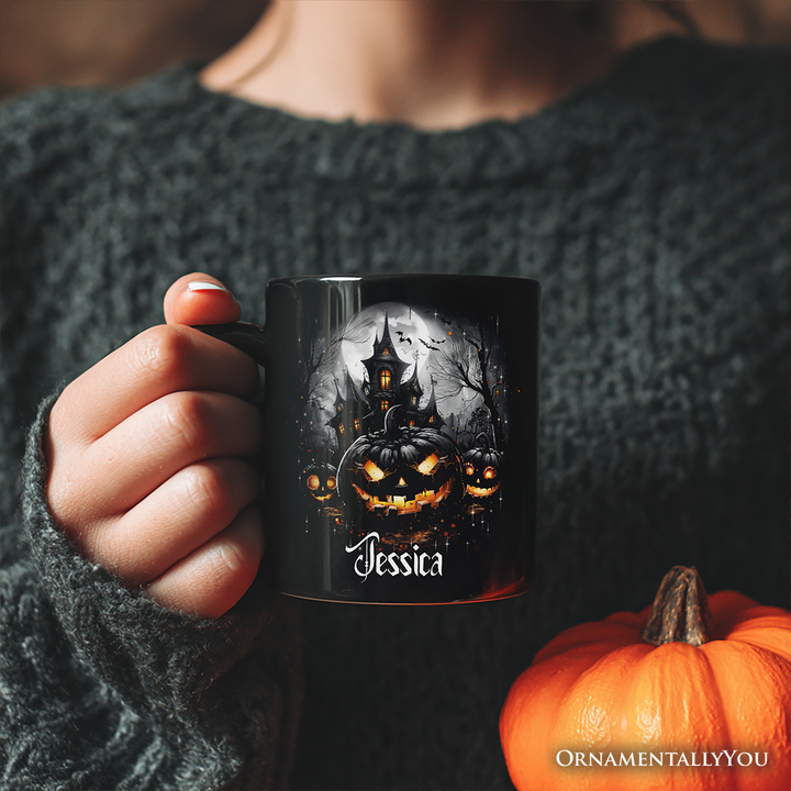 Pumpkin Halloween Personalized Mug, Spooky Horror Gift with Custom Name