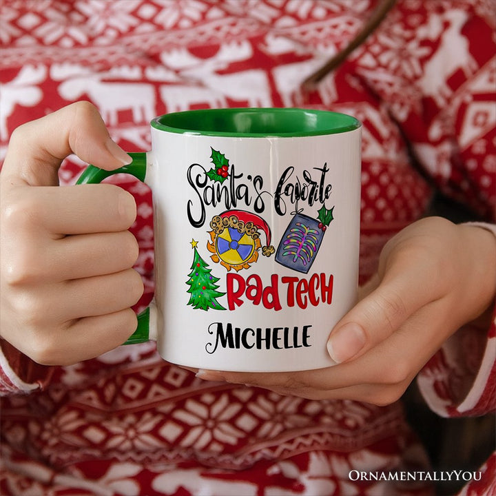 Santa's Favorite Rad Tech Personalized Mug, Radiology Crew Gift with Custom Name Personalized Ceramic Mug OrnamentallyYou 