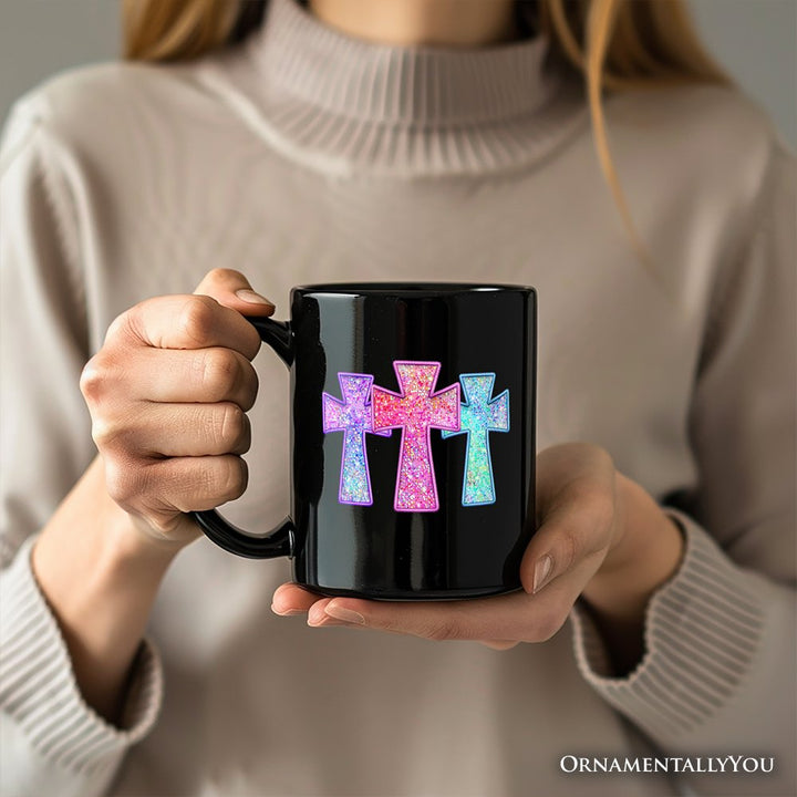 Saved By His Grace Printed Faux Sequin Christian Mug, Religious Love Gift Personalized Ceramic Mug OrnamentallyYou 