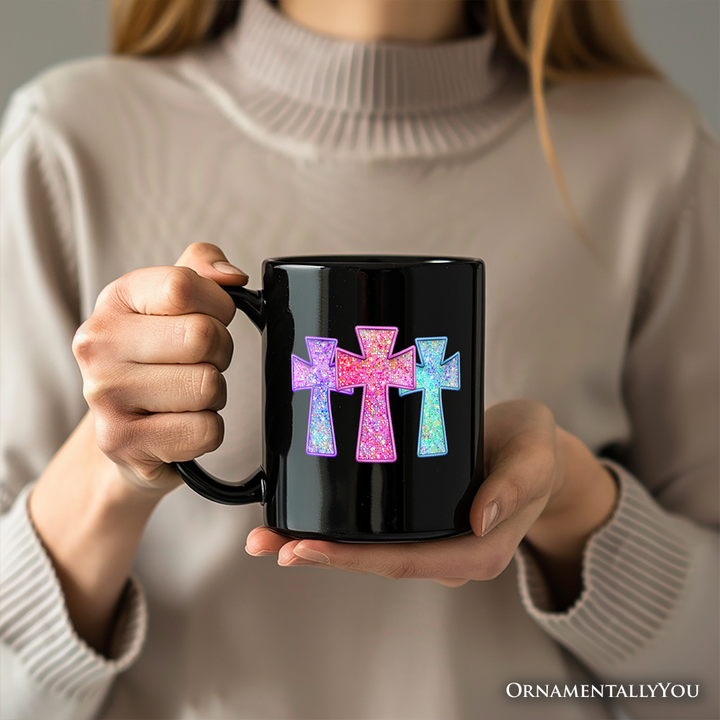 Saved By His Grace Printed Faux Sequin Christian Mug, Religious Love Gift