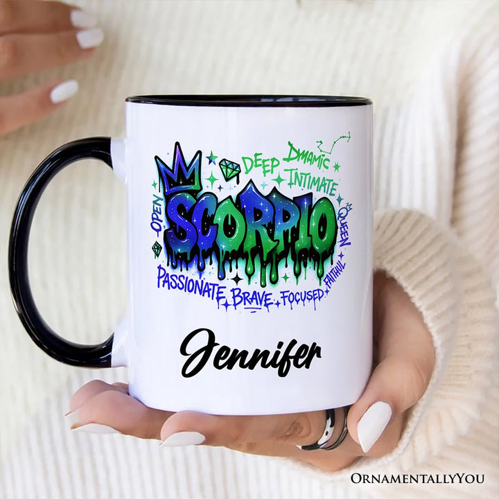Scorpio Graffiti Zodiac Personalized Mug, Street Style Astrology Horoscope Gift with Custom Name Personalized Ceramic Mug OrnamentallyYou 
