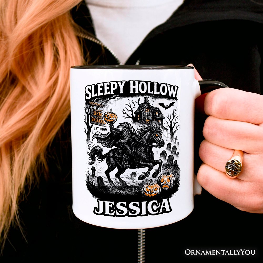 Sleepy Hollow Headless Horseman Personalized Mug, Gothic Haunted Halloween Gift with Custom Name Personalized Ceramic Mug OrnamentallyYou 
