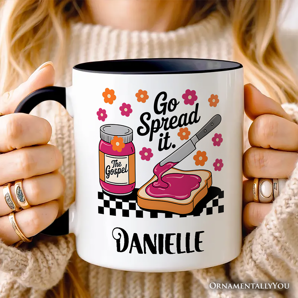 Go Spread It Christian Personalized Mug, Cute Gospel Jam and Toast Gift with Custom Name