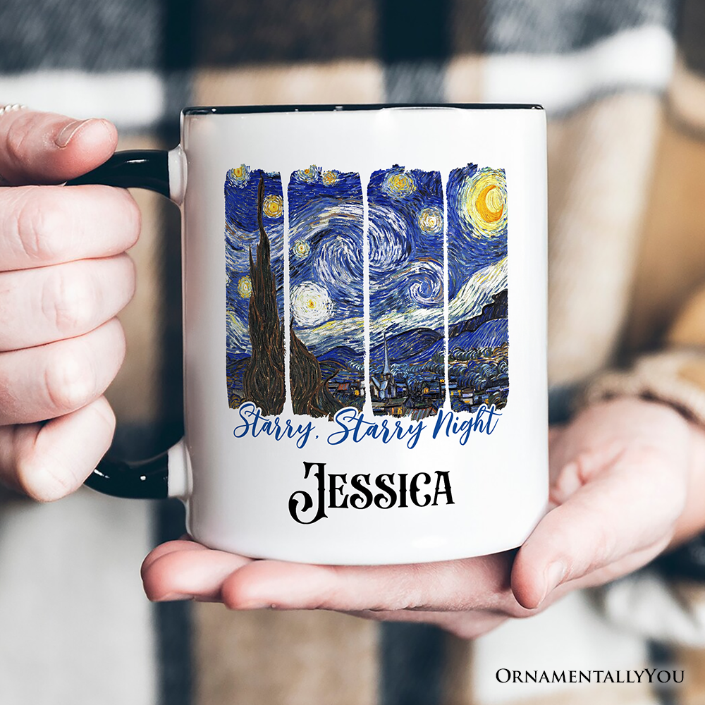Vincent Van Gogh The Starry Night Personalized Mug, Famous Painting Gift with Custom Name