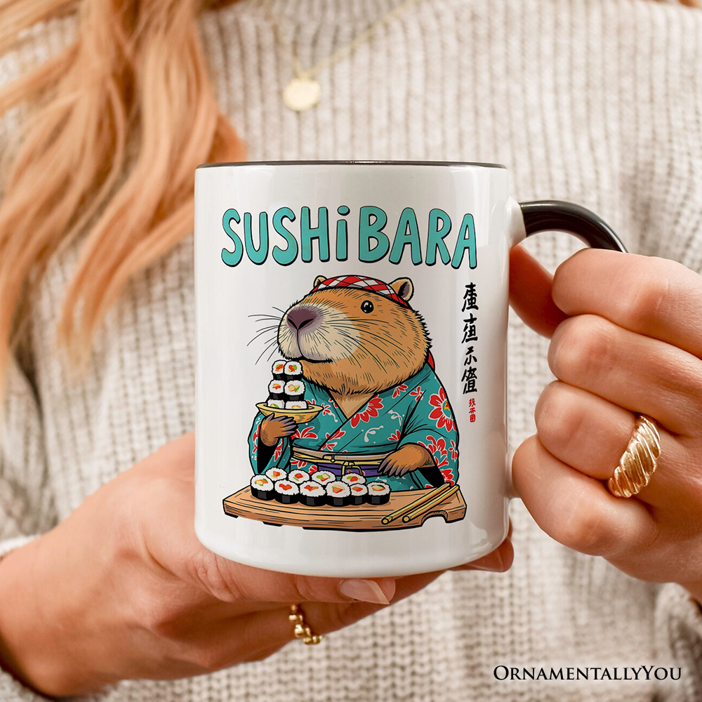 Sushibara Capybara Mug, Funny Sushi Animal Gift