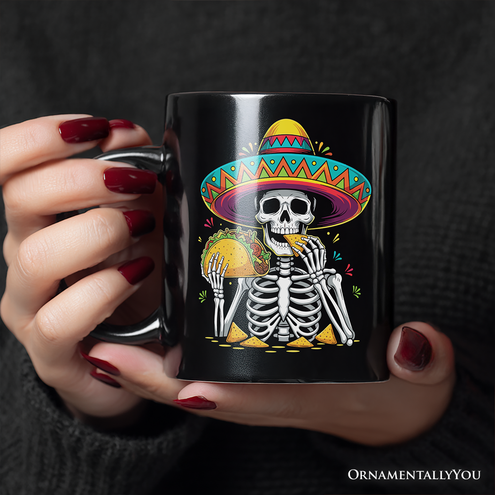 Taco Skeleton Cinco De Mayo Mug, Funny Mexican Skull Sombrero Souvenir Gift