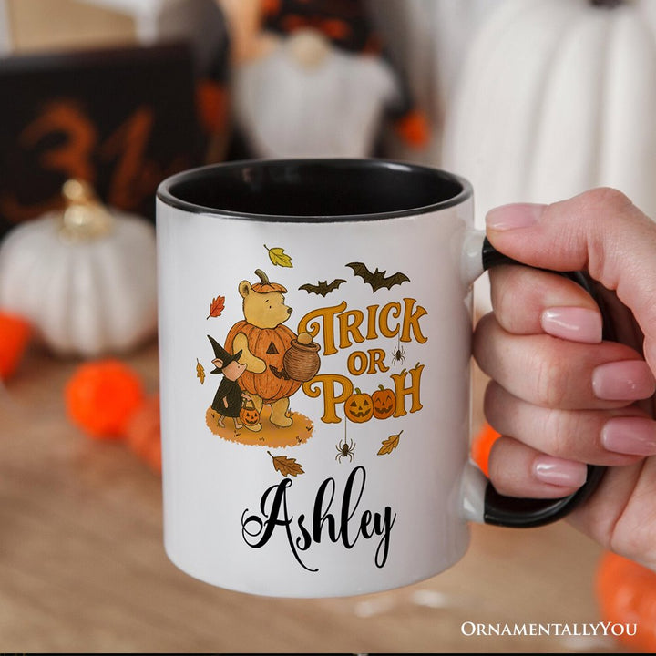 Vintage Trick or Pooh Personalized Mug, Pooh Bear and Friends in Halloween Costume Gift with Custom Name Personalized Ceramic Mug OrnamentallyYou 
