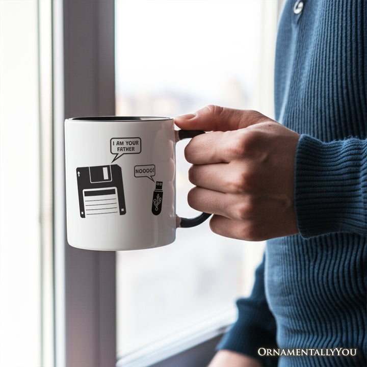 I Am Your Father Floppy Disk Mug, Funny USB Retro Dad Computer Nerd Gift Personalized Ceramic Mug OrnamentallyYou 