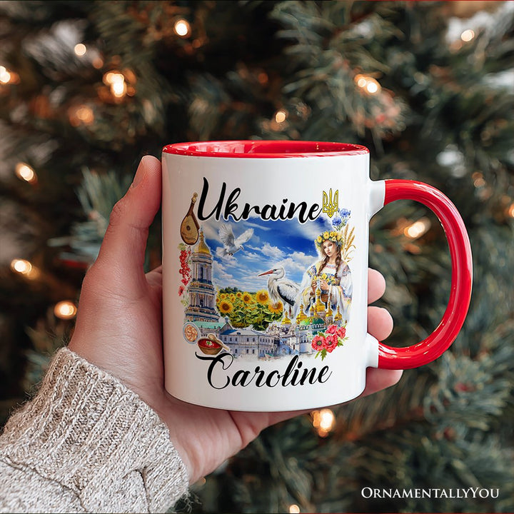 Artistic Ukraine Vintage Personalized Mug, Traditional Gift and Souvenir with Custom Name Personalized Ceramic Mug OrnamentallyYou 