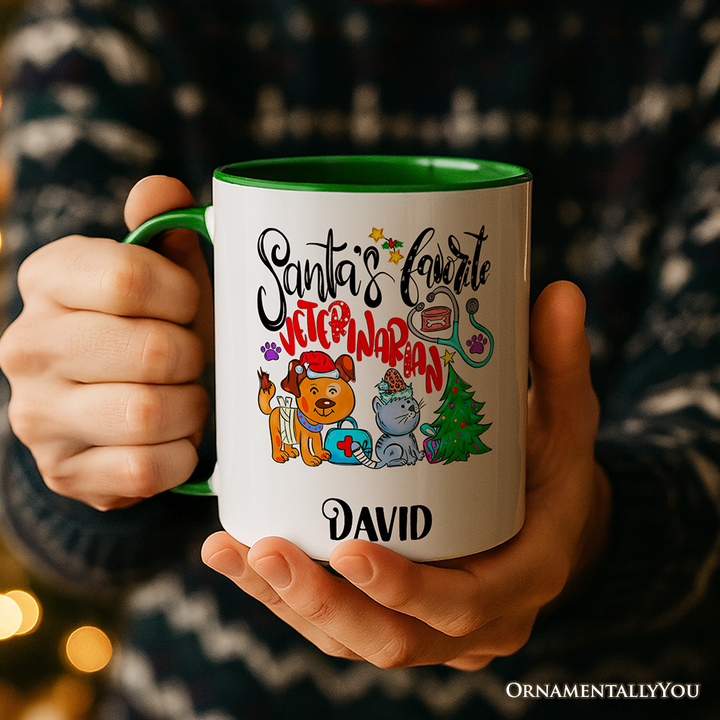 Santa's Favorite Veterinarian Personalized Mug, Veterinary Appreciation Gift with Custom Name