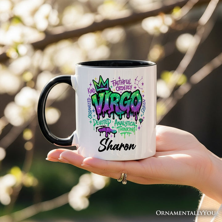 Virgo Graffiti Zodiac Personalized Mug, Street Style Astrology Horoscope Gift with Custom Name Personalized Ceramic Mug OrnamentallyYou 