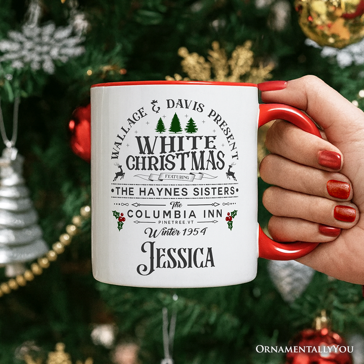 White Christmas Movie Vintage Personalized Mug, Haynes Sisters Wallace & Davis 1954 Holiday Gift with Custom Name