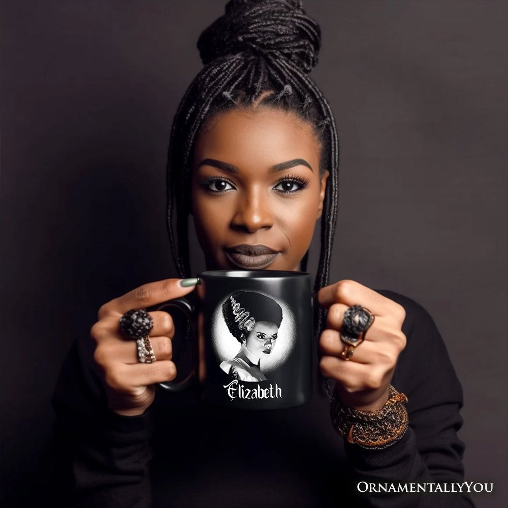 Frankenstein's Bride Spooky Portrait Personalized Mug Horror Villain Theme Halloween Gift with Custom Name Personalized Ceramic Mug OrnamentallyYou 