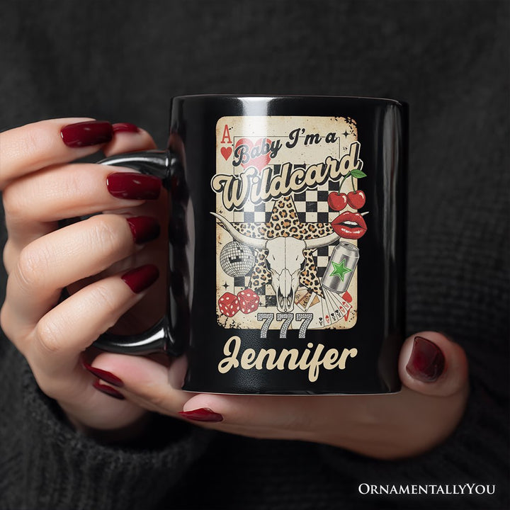 Wildcard Cowgirl Personalized Mug, Vintage Western Collage Leopard Skull Gift with Custom Name Personalized Ceramic Mug OrnamentallyYou 