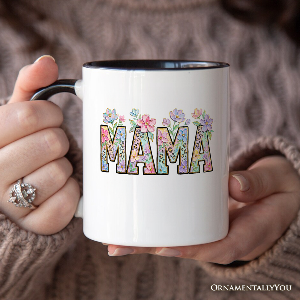 Wildflower Mama Floral Printed Faux Oil Paint Mug, Mother's Day Gift