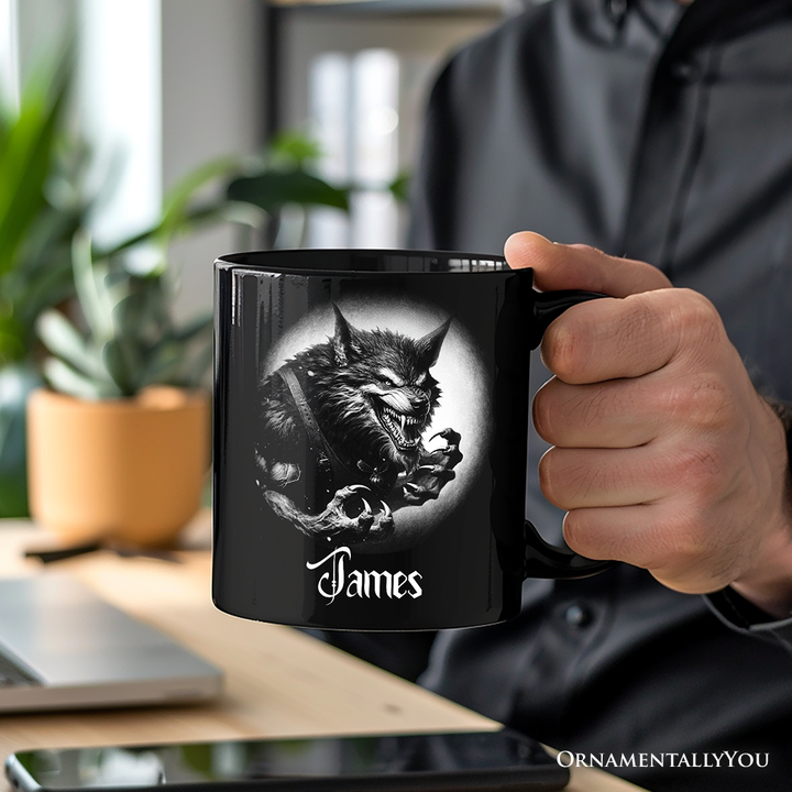 Werewolf Spooky Portrait Personalized Mug Horror Villain Theme Halloween Gift with Custom Name